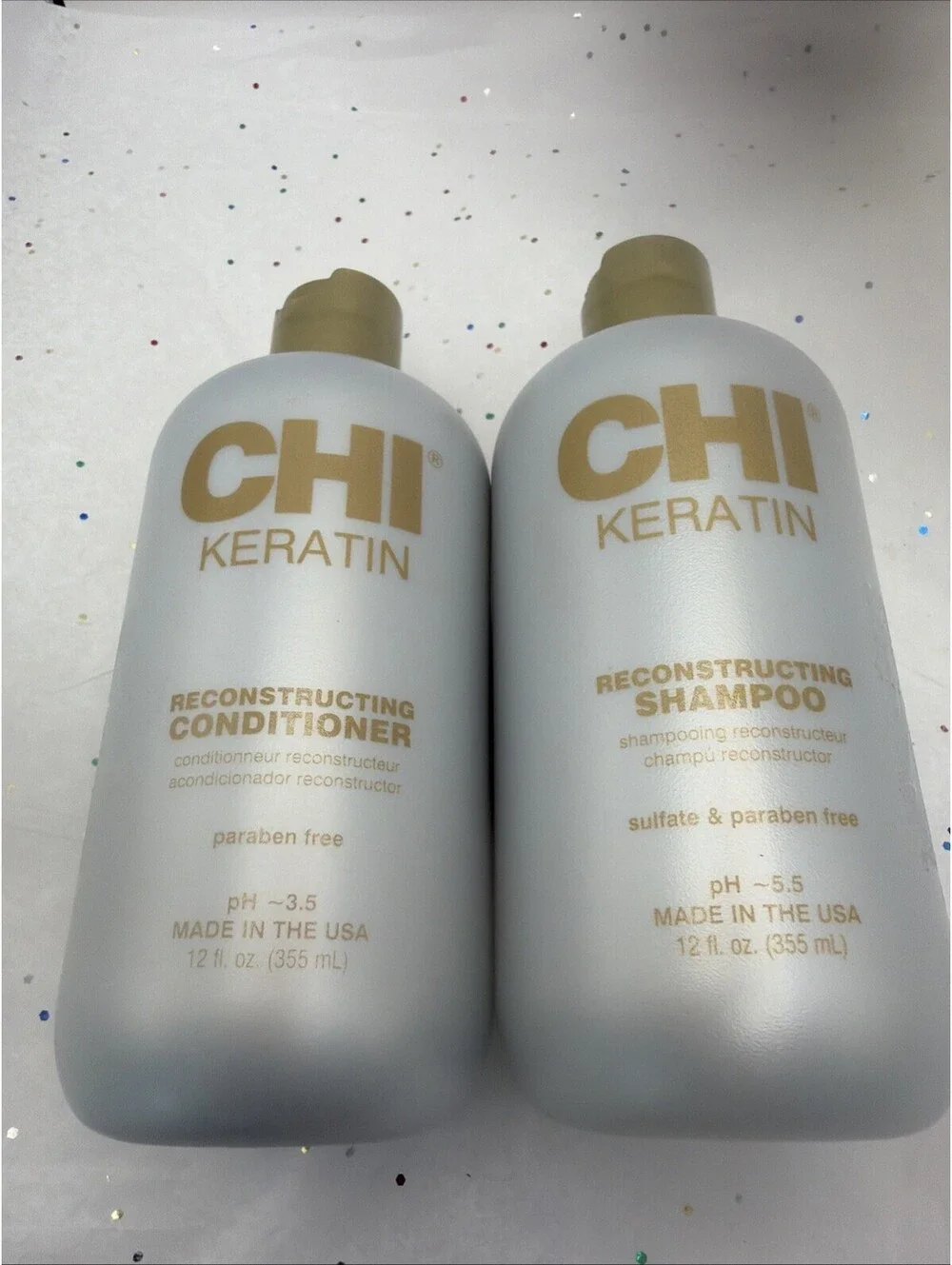 CHI Keratin Shampoo & Conditioner Duo 12oz Set Repair Strength Salon Hair Care